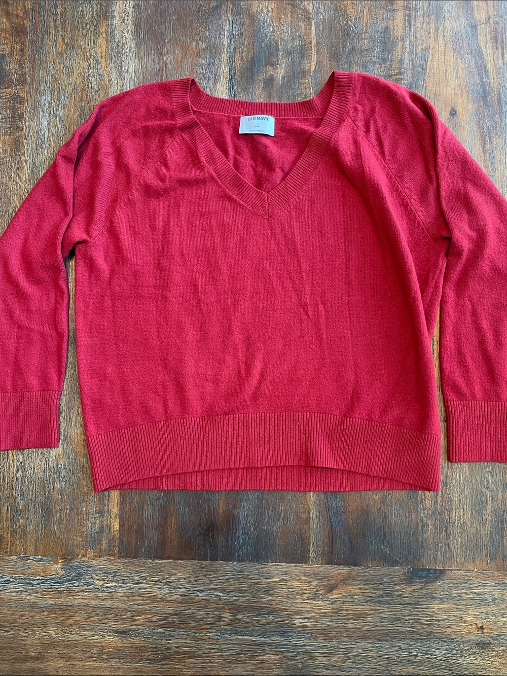 Old Navy Red V-Neck Lightweight Sweater